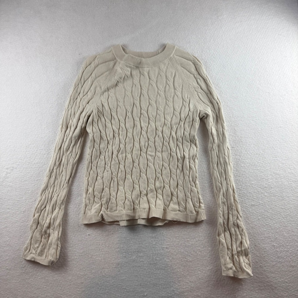Haven Well Within Cream Cable Knit Sweater Organic Cotton Cashmere XS Ivory